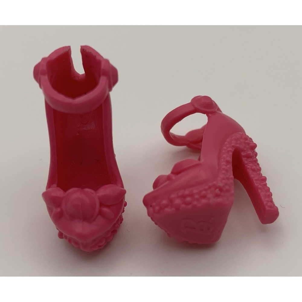 BRIGHT PINK CLOSED TOE ANKLE STRAP PLATFORM HEELS SHOES for BARBIE DOLLS - Picture 2 of 5